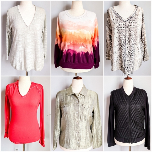 J. Crew, Chicos, Calvin Klein Linen Cotton Knit Top Bundle Lot, Size Medium - Picture 1 of 15